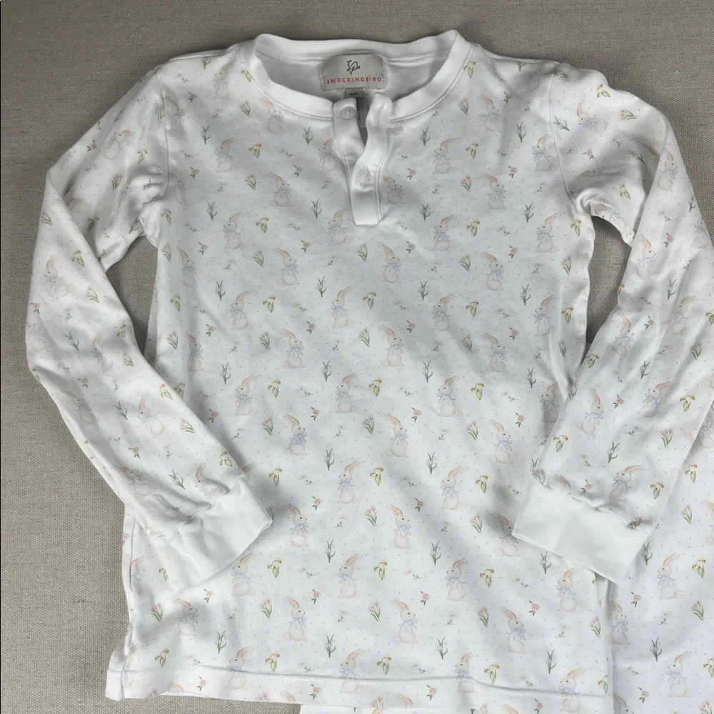 Smockingbird Pima Cotton Rabbit Henley Pajama set Size: 10